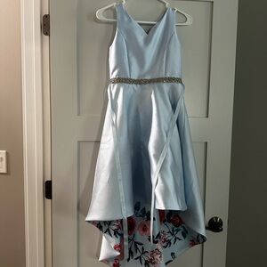 Elegant Blue Floral Kids Dress